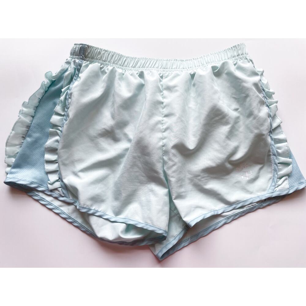 Women's Simply Southern Seafoam Green Ruffle Running Shorts Size Small
